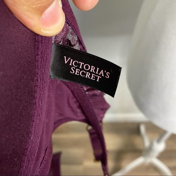Victoria's Secret Women Push-Up Bra Burgundy Lace Double Strap Size 34DD - Picture 15 of 16